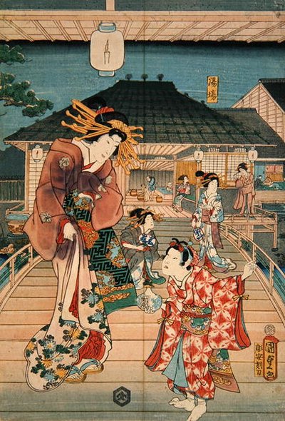 Cena em um bordel de Utagawa Kunisada II