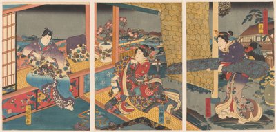 Flores Hana (título no objeto) Neve, Lua e Flores (título da série) Setsugekka no uchi (título da série no objeto) de Utagawa Kuniteru