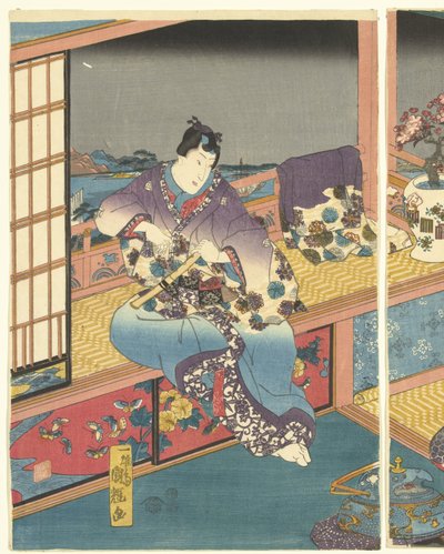 Flores
Neve, lua e flores (título da série) de Utagawa Kuniteru