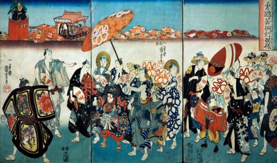Bravo Kuniyoshi com o seu Paulownia Design (Isamashiki Kuniyoshi kiri no tsuimoyō) 1848 de Utagawa Kuniyoshi