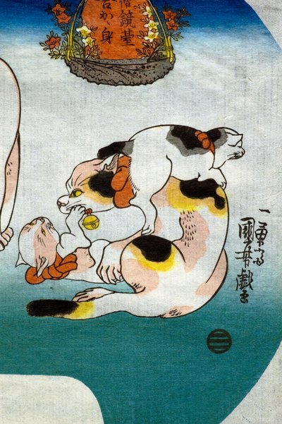 Gatos Leão do Templo Chinês de Utagawa Kuniyoshi