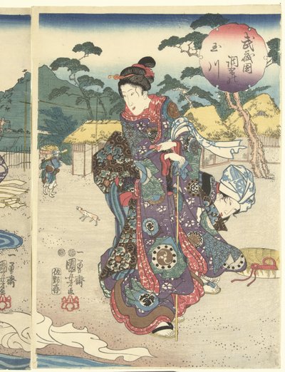 Decho Farmer Inde Produção Musashi Musashikuni Chofu no Tamagawa de Utagawa Kuniyoshi