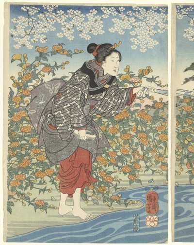 O rio Ide Tama em Yamashiro. de Utagawa Kuniyoshi