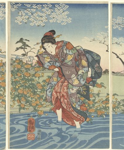 O rio Ide Tama em Yamashiro. de Utagawa Kuniyoshi