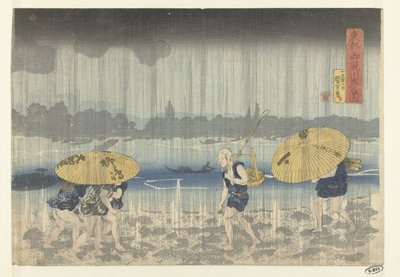 A margem do rio Onmaya na capital oriental
Toto Onmayagashi no zu (título sobre o objecto) de Utagawa Kuniyoshi