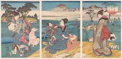 Conjunto Provincial Detoi Tamarier Inde Settsu Kuni no Tamagawa de Utagawa Kuniyoshi