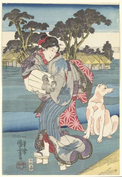 O rio Toi Tama na província de Settsu de Utagawa Kuniyoshi