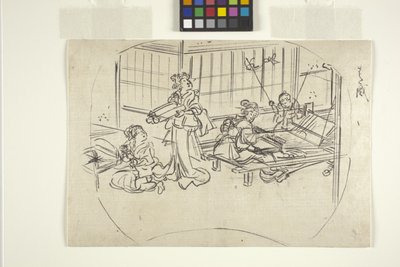 Hataori (tecelagem em teares) (tinta sobre papel) de Utagawa Kuniyoshi