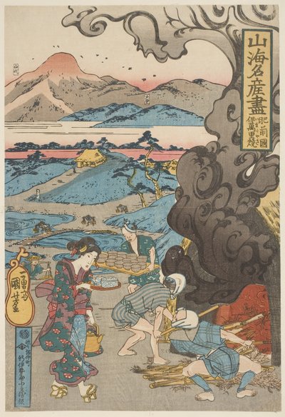 Hizen: Imari-Yakki, c.1833 (xilogravura, tinta e cor sobre papel) de Utagawa Kuniyoshi