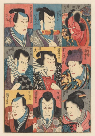Ichikawa Danjûrô VIII em oito funções diferentes de Utagawa Kuniyoshi