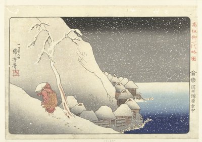 Na neve em Tsukahara na ilha de Sado de Utagawa Kuniyoshi
