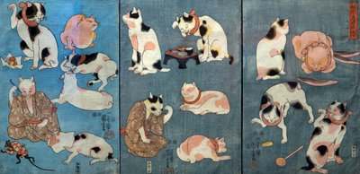 Provérbios Ilustrados por Cats (Tatoe zukushi no uchi), c.1852 de Utagawa Kuniyoshi