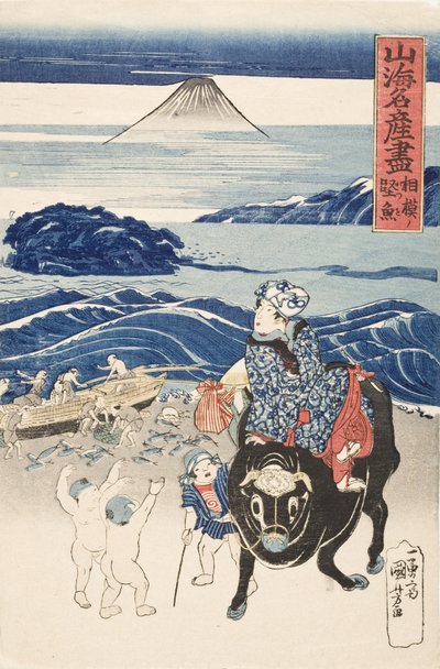 Sagami: pescador a descarregar bonito de Utagawa Kuniyoshi