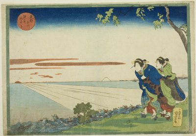 Nascer do sol no dia de Ano Novo em Susaki (Susaki hatsu hinode no zu), da série "Lugares famosos da capital oriental (Toto meisho)" de Utagawa Kuniyoshi