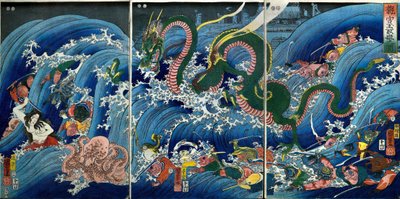 Tamatori-hime roubando a Jóia Sagrada do Palácio do Dragão (Ryūgū Tamatori-hime no zu) de Utagawa Kuniyoshi