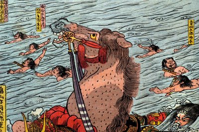 A Batalha no Rio Uji (Ujigawa kassen no zu), c.1831-32 de Utagawa Kuniyoshi