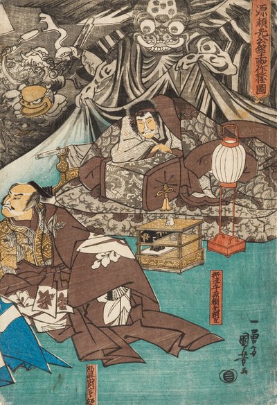 A Aranha da Terra Conjura Demônios na Mansão de Minamoto Raiko, 1843 de Utagawa Kuniyoshi