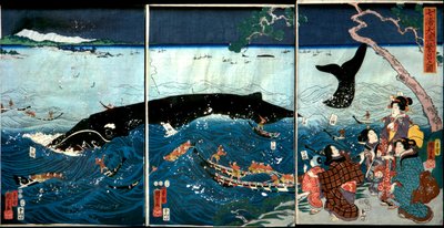 A Farinha de Sete Costas com Peixes Grandes (Nana ura tairyō hanjō no zu) de Utagawa Kuniyoshi