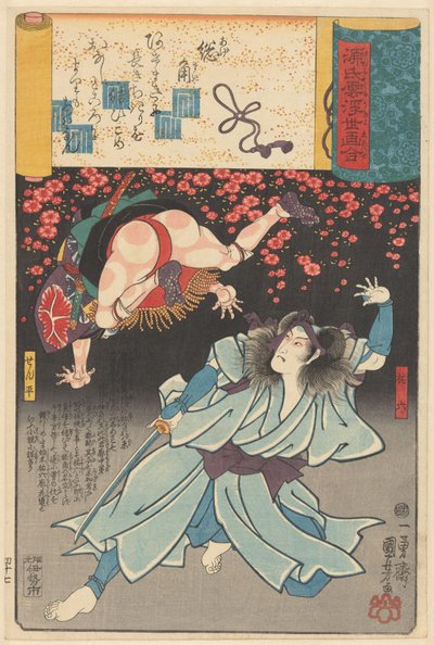 Ukiyo e paralelos aos capítulos nublados dos Genji (título da série sobre o objecto) de Utagawa Kuniyoshi
