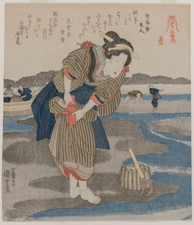 Mulher que prende suas saias; da série Cinco Imagens da Maré Baixa de Utagawa Kuniyoshi