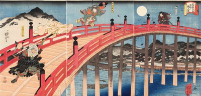 Yoshitsune ichidaiki Gojo-no-hashi no zu, ca 1839. de Utagawa Kuniyoshi