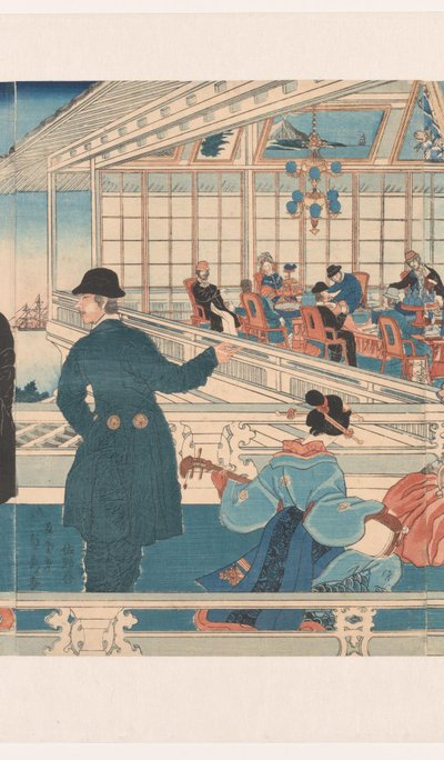 Trading house dos EUA em Yokohama de Utagawa Sadahide