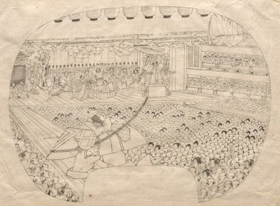 Interior do Teatro Kabuki. de Utagawa Sadahide
