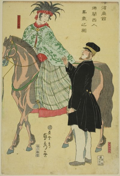 ts da mãe de Yokohama: francês wo manhorse ck de Utagawa Sadahide