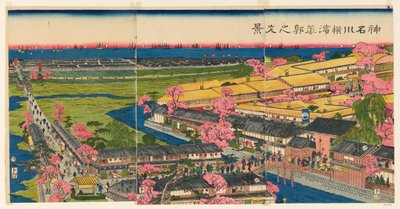 Vista Panorâmica do Membro do Te P Wreathlete rs Yokohama, Kanagawa de Utagawa Sadahide