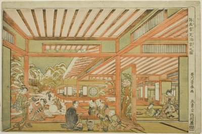Entretenimento de observação de neve de Utagawa Toyoharu