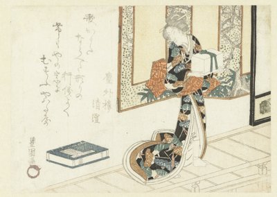 Mulher carregando uma caixa de madeira de Utagawa Toyokuni (I)