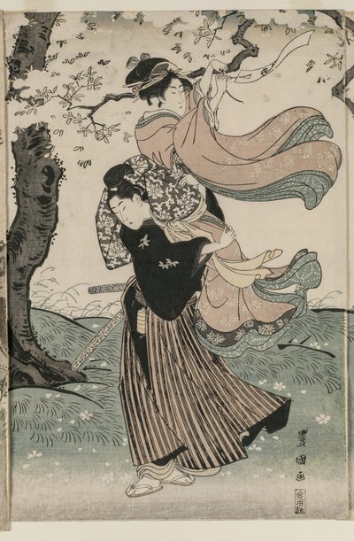Flores de cerejeira ao vento de Utagawa Toyokuni