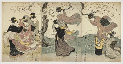Flores ao vento, c. 1797-1800 de Utagawa Toyokuni