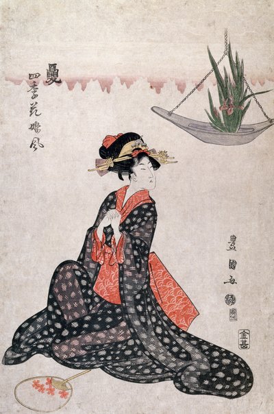 Flores de quatro estações, por Utagawa Toyokuni (1769-1825), xilogravura estilo ukiyo-e, Japão, Civilização Japonesa de Utagawa Toyokuni