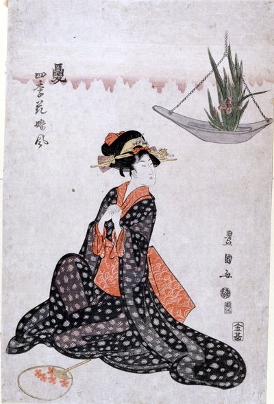 As flores das quatro estações são frescas como meninas de Utagawa Toyokuni