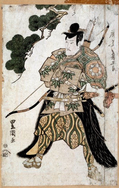 Impressão japonesa: Retrato de um Samurai. Pintura de Toyokuni Utagawa de Utagawa Toyokuni