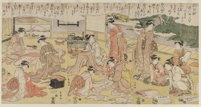 Women Making Clothing, início dos anos 1790. de Utagawa Toyokuni
