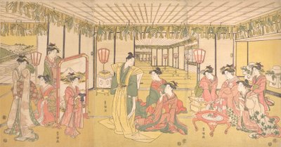Celebração de Ano Novo em uma Grande Mansão, ca. 1791. de Utagawa Toyokuni I
