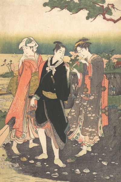 Na praia de Shinagawa em Ebb-Tide, ca. 1790-1825. de Utagawa Toyokuni I