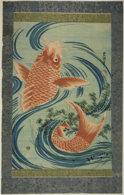 A carpa vermelha de Utagawa Toyokuni I