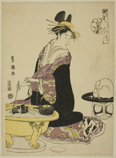 O Décimo Mês (Ju gatsu), da série "Fashionable Doze Meses (Furyu junikagetsu)" de Utagawa Toyokuni I