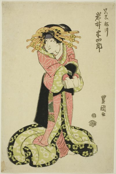 O ator Iwai Hanshiro como cortesã de Utagawa Toyokuni I