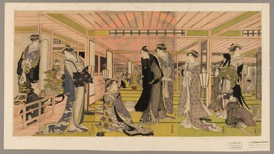 A sala de um bordel nos bairros de prazer de Utagawa Toyokuni I