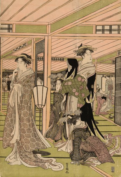 A sala de um bordel nos bairros de prazer de Utagawa Toyokuni I