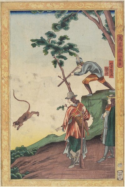 Cena de Caça, janeiro de 1861 de Utagawa Yoshiiku