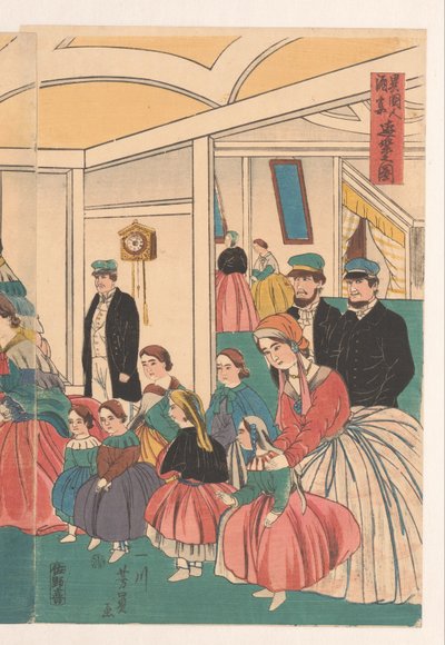 Estrangeiros se divertem em um banquete de Utagawa Yoshikazu