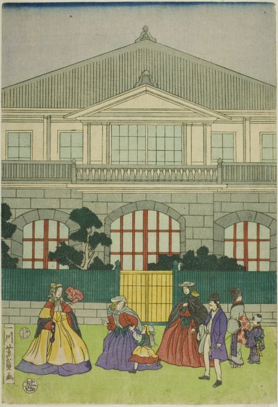 Eléctrico volta f line ch merchan t no po RT de Yokohama de Utagawa Yoshikazu
