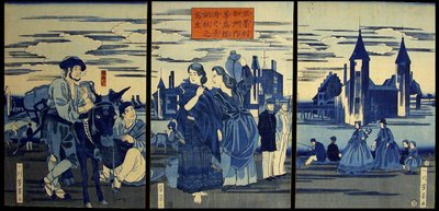 S-família TCH F A Coppe RP P Hayashi T O -F Tae Ty F Wakai G Ton (uma cópia do Washington Doban em American Sake) de Utagawa Yoshikazu