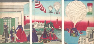 American Balloon Ascension Amerikakoku, 1867. de Utagawa Yoshitora