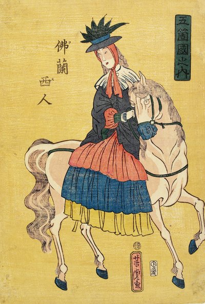 Dama Francesa a Cavalo de Utagawa Yoshitora